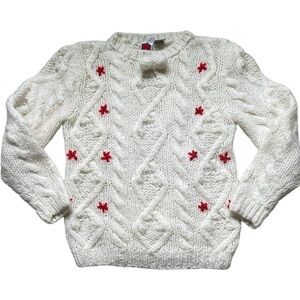 Le Chateau Vintage 70s 80s White Hand Knit Sweater Size Small